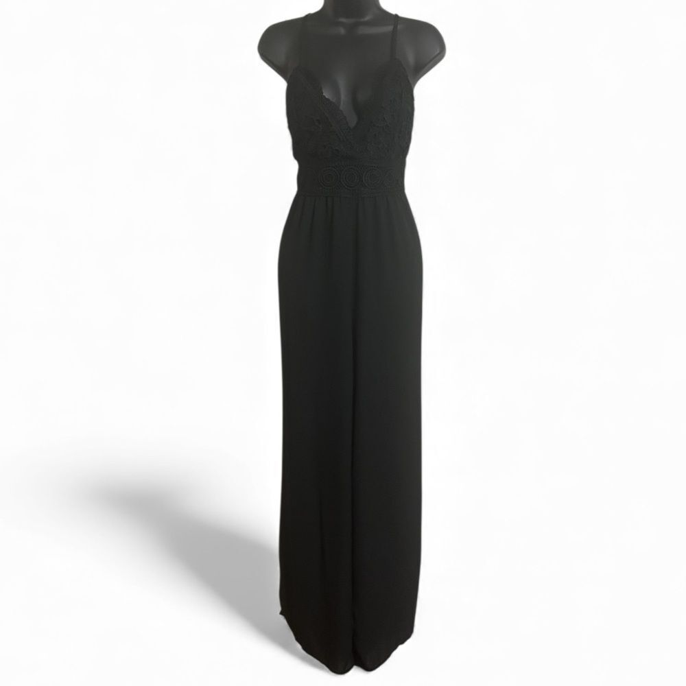 Blanche Elegant Black Sleeveless Jumpsuit Size Medium